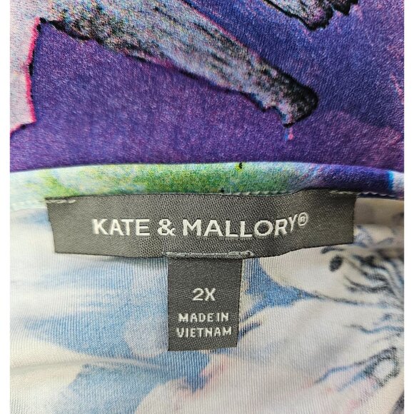Kate & Mallory Womens Floral Midi Dress Ruffle Accent & Flutter Sleeves Size 2X - Picture 10 of 12